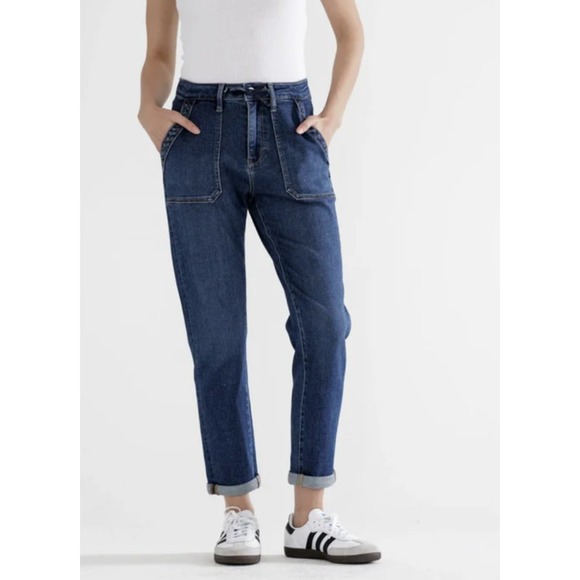 Mica Los‎ Angeles Denim Drawstring Waist Utility Jeans Dark Wash Size 27 - Picture 1 of 7